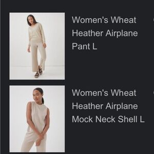 Pact Airplane Pant and mock neck in wheat heather (oat) size L in both